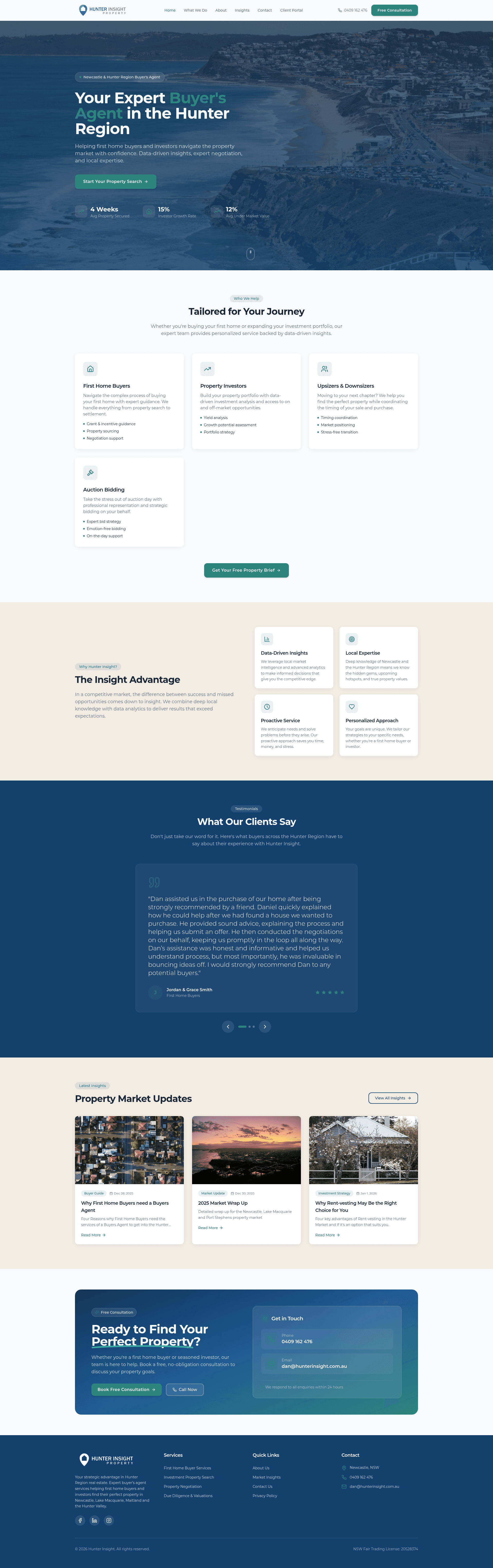 Screenshot of Hunter Insight — custom website designed and built by Sited